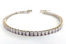 Sterling Silver CZ Gemstone Line Bracelet New With Gift Box