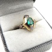 David Morris 18k Gold 1.24 Carat Emerald and Diamond Ring