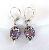Artisan Sterling Silver Amethyst Bead Earrings