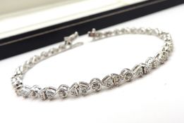 Sterling Silver Diamond Bracelet With Gift Box