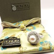Sterling Silver Honora 10mm Cultured Pearl Ring New With Gift Box