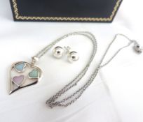 Sterling Silver Necklace & Earrings Set New With Gift Pouch