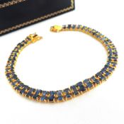 Gold On 925 Sterling Silver 21 Carat Sapphire Bracelet New With Gift Box