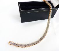 Gold On Sterling Silver Diamond Bracelet With Gift Box