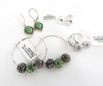 4 Pairs Sterling Silver Earrings New With Gift Pouch