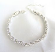 Sterling Silver Rope Chain Bracelet New With Gift Pouch