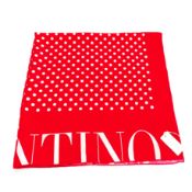 Valentino Red & White Pola Dot Silk Scarf Made In Italy New With Tags