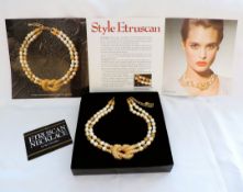 Mary McFadden Etruscan Necklace For Franklin Mint Boxed With Certificates c. 1988
