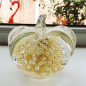 Fare Marcolin Konstglas Ronneby Sweden 24K Gold Bullicante Crystal Apple