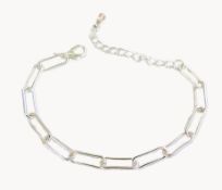 Sterling Silver Oval Open Link Bracelet New With Gift Pouch