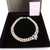 Vintage Franklin Mint 'Remembering Jackie' Classic Bow Pearl Necklace Certificate & Boxed