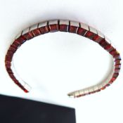 Sterling Silver 16 Carat Red Topaz Gemstone Bracelet With Gift Box