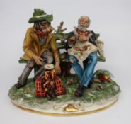 Capodimonte Tramps On Bench By Cortese