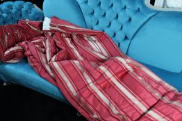 Pair Heavy Raspberry Red Striped Curtains – Thermal Lined – 74” X 101.5”
