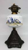 Vintage Oil Lamp With Hand Painted Windmill Font