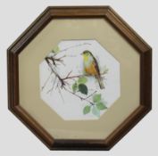 Bird Print Set In Octagonal Frame