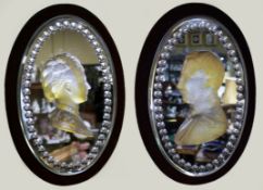 Pair of Mid 19th C. Victoria & Albert Carved Crystal Mirrored Plaques