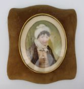 Fine Antique Miniature In Velvet Frame