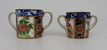 Pair of New Chelsea Staffs Miniature Two Handled Cups C.1920