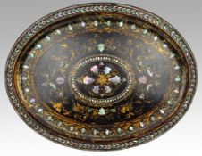Victorian Oval Papier Mâché Tray By Benetfink & Co, London C.1870