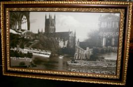 City of Worcester Montage Set In Gilt Frame