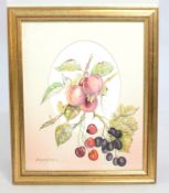 Floral Watercolour Mounted & Set In Gilt Frame