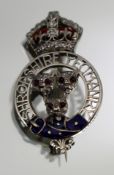 Fine Shropshire Yeomanry Sweetheart Brooch By Garrard – Gold, Enamel, Ruby Eyes