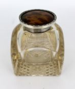 Fine Antique Large Cut Glass Silver Mounted Inkwell