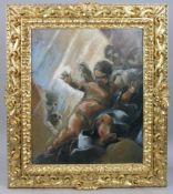 Fine Italian Oil On Canvas Set In Carved Giltwood Frame