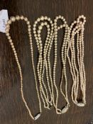 4 Vintage Faux Pearl Necklaces