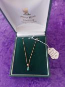 9 Carat Gold Chain With Pretty Blue Stone Pendant