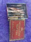 Vintage Tin Approx 2.5 inches Wide Containing A Number of Vintage Pen Nibs
