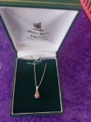 9 Carat Gold Chain With Pretty Amber Stone Pendant