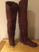 Dolcis “Katie” Long Boots, Low Block Heel, Size 5, Burgundy- New RRP £55.00