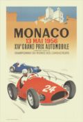 Vintage 1956 Monaco Grand Prix Poster. Limited Edition (500). 1987 Certificate of Provenance.