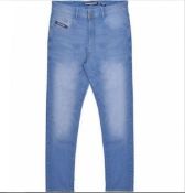 Lambretta Mens Chester Straight Fit Denim Jeans - Light Blue Size 38 RRP £60