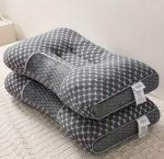 2 Pcs Soft Knitted Cotton Massage Neck Pillow – Sleep In Pure Comfort - Grey