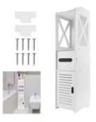 Bathroom Floor Cabinet Free Standing Slim Bathroom Cabinet With Drawer & Cupboard Storage