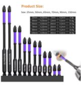 12 Pcs Magnetic Screwdriver Bits Non-Slip Shockproof Phillips Impact Bits Hex Shank Alloy Steel B...