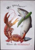 Guinness 1946 Original 79 Years-Old Print Lobster & Salmon- G.E. 1250.A