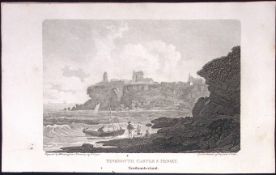 Northumberland Tynemouth Castle & Priory Antique 223 Years-Old Steel-Engraving-136