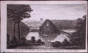 Fountain's Gardens Yorkshire Rare Georgian Copper Plate Antique Engraving -16