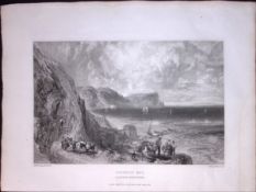 J.M.W Turner “Clovelly Bay Somerset” Views from a Southern Coast Rare Copper Engraving-44