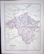 Wales Radnorshire 1894 Coloured 130 Years-Old Antique Map.