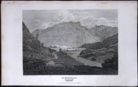 Cumbria Borrowdale Hamlet Antique 223 Years-Old Steel-Engraving-129