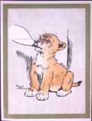 Cecil Aldin Antique Zoo Babies Scarce Illustration “Lion Cub Drinking”-13