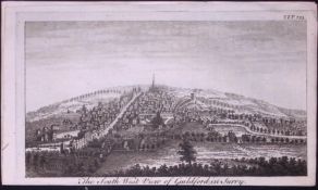 Surrey View of Guildford Town Rare 1776 Georgian Copper Plate Antique Engraving -78