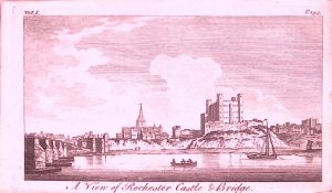 Rochester Castle & Bridge Rare 1776 Georgian Copper Plate Antique Engraving -85