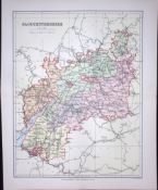 Gloucestershire Detailed 1894 Coloured Antique 130 Years-Old Map.