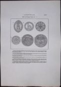Cornwall Seals of Borough Towns Rare 211 Year-Old Antique Copper Plate Etching 1.